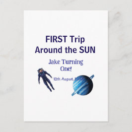 太陽の周りを初めて回る惑星の宇宙飛行士の誕生日 ポストカード