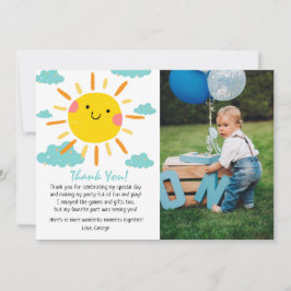 太陽の周りを初めて回る記念写真 1歳の誕生日 サンキューカード