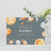 太陽の周りを初めて回る誕生日お礼カード 招待状 (スタンド正面)