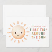 太陽の周りを初めて回る誕生日カード - 印刷可能 サンキューカード (正面/裏面)