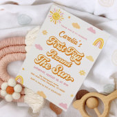 太陽の周りを初めて回る1歳の誕生日パーティーガール 招待状