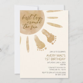 太陽の周りを初めて回る 1歳の誕生日パーティー招待状 招待状