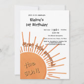 太陽の周りを初めて回る 1歳の誕生日 招待状 (正面)