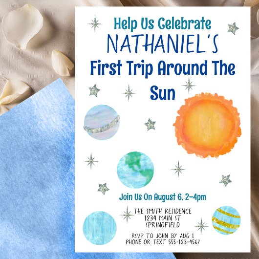 太陽の周りを初めて回る 1歳の誕生日 招待状