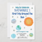 太陽の周りを初めて回る 1歳の誕生日 招待状 (正面)
