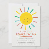 太陽の周りを初めて回る 1歳の誕生日 招待状 (正面)
