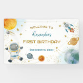 太陽の周りを宇宙でお誕生日おめでとう 横断幕 (横)