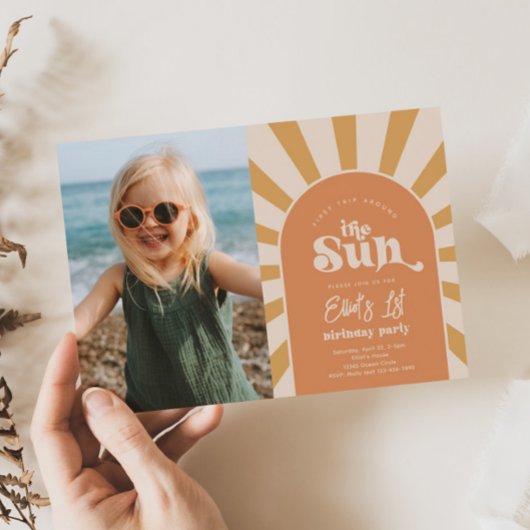 太陽の周りを旅する フォト 誕生日パーティー ご招待 招待状