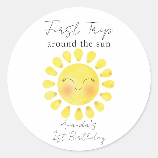 太陽の周りを1周 初めての誕生日  ラウンドシール (正面)