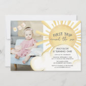 太陽の周り最初の旅 誕生日招待状 招待状 (正面)