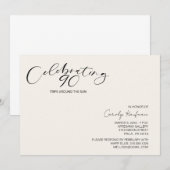 太陽の周り90周 現代の誕生日パーティー 招待状 (正面/裏面)