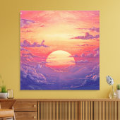 太陽の地平線 - 鮮やかな絵画的イラストレーションスタイル キャンバスプリント (インサイチュ (リビング))