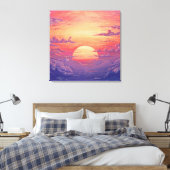 太陽の地平線 - 鮮やかな絵画的イラストレーションスタイル キャンバスプリント (インサイチュ (寝室))