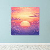 太陽の地平線 - 鮮やかな絵画的イラストレーションスタイル キャンバスプリント (インサイチュ (ウッドフロア))