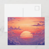 太陽の地平線 - 鮮やかな絵画的イラストレーションスタイル ポストカード (正面/裏面)