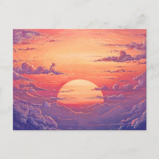 太陽の地平線 - 鮮やかな絵画的イラストレーションスタイル ポストカード (正面)