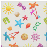 太陽の夏のパターンおもしろい ファブリック (クローズアップ)