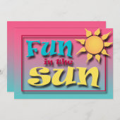 太陽の夏のパーティの招待状のおもしろい 招待状 (正面/裏面)