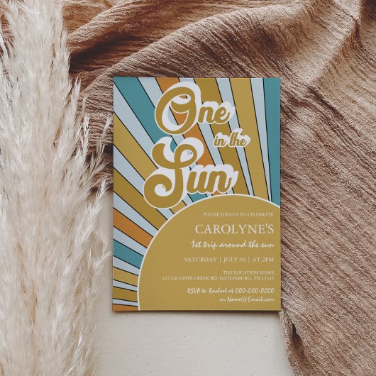 太陽の太陽の中の1つの消音虹の1番目の誕生日 招待状