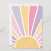 太陽の太陽の中の2つのおもしろい2nd誕生日ピンクの光線 招待状 (裏面)