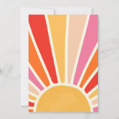 太陽の太陽の中の2つのおもしろい2nd誕生日ピンクの光線 招待状 (裏面)