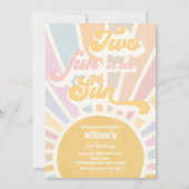 太陽の太陽の中の2つのおもしろい2nd誕生日ピンクの光線 招待状 (正面)