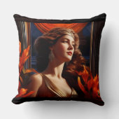 太陽の女神ロマンチックなアールデコ クッション (正面)