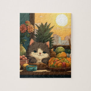 太陽の子猫のバスケットのパズル ジグソーパズル