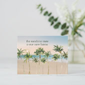 太陽の州は私たちの新しい家　パームツリーのビーチ 案内ポストカード (スタンド正面)