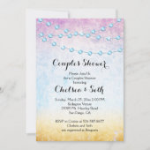 太陽の日没に灯りの列をビーチ 招待状 (正面)