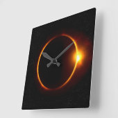 太陽の日食のダークサン&ムーン スクエア壁時計 (傾斜)