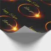 太陽の日食のリアルな黒い白 ラッピングペーパー (角)