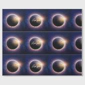 太陽の日食リアル青白 ラッピングペーパー (フラット)