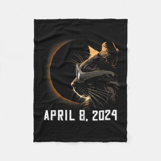 太陽の日食太陽の猫 フリースブランケット (正面)