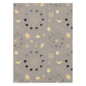 太陽の星は月の位相は惑星の黒い金ゴールドの日焼け テーブルクロス (正面)