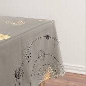 太陽の星は月の位相は惑星の黒い金ゴールドの日焼け テーブルクロス (インサイチュ)