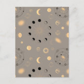 太陽の星は月の位相は惑星の黒い金ゴールドの日焼け ポストカード (正面)