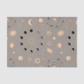 太陽の星は月の位相は惑星の黒い金ゴールドの日焼け 薄葉紙 (正面)