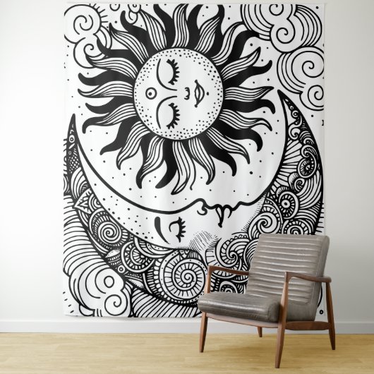 太陽の月と星の天のペイント可能なタペストリー タペストリー (インサイチュ)