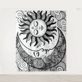 太陽の月と星の天のペイント可能なタペストリー タペストリー