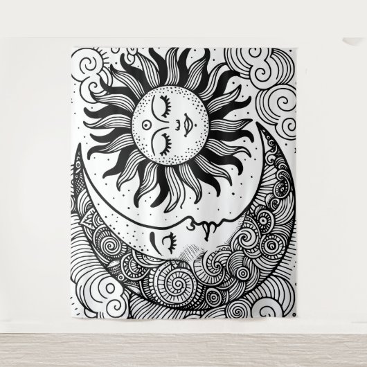 太陽の月と星の天のペイント可能なタペストリー タペストリー (正面)