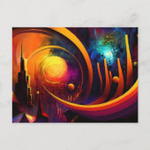 太陽の月の明るいポータルの色の抽象都市 ポストカード (正面)