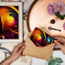 太陽の月の明るいポータルの色の抽象都市