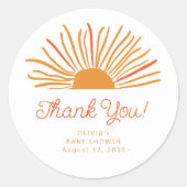 太陽の来赤ん坊が感謝していここ ラウンドシール (正面)