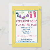 太陽の楽しいプールパーティの誕生日 招待状 (正面)