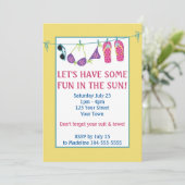 太陽の楽しいプールパーティの誕生日 招待状 (スタンド正面)