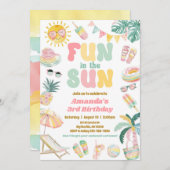 太陽の楽しいプールパーティー招待状 招待状 (正面/裏面)