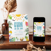 太陽の楽しいプール誕生日パーティー招待状 招待状