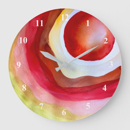 太陽の水彩夕焼けアート ラージ壁時計 (正面)