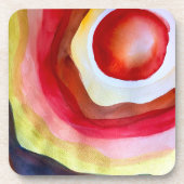 太陽の水彩画の夕日アート コースター (正面)
